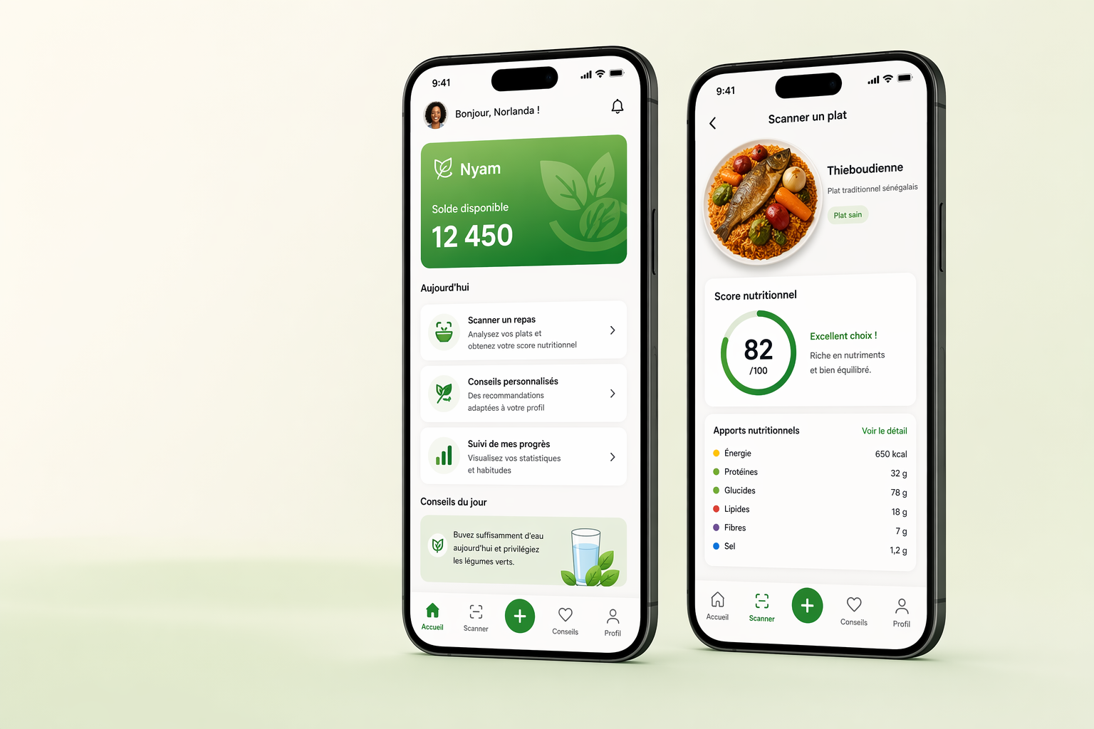 Apercu de l'application mobile Nyam